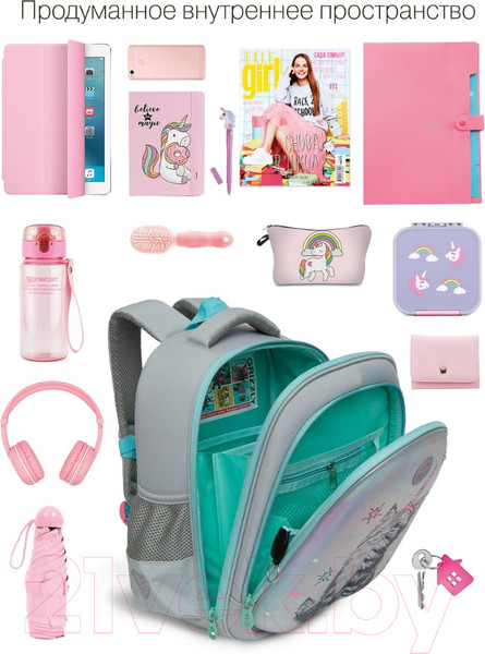 Изображение товара Школьный рюкзак Grizzly RAz-286-2 (серый)