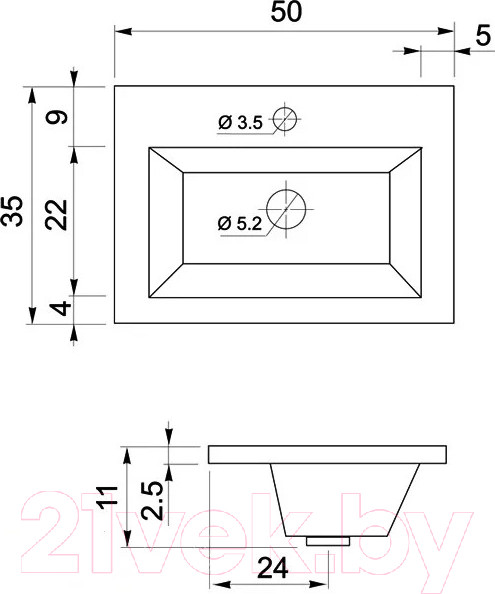 Изображение товара Тумба с умывальником Aquanet Нота 50 / 287705