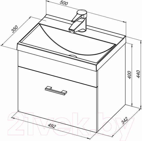 Изображение товара Тумба с умывальником Aquanet Нота 50 / 287705