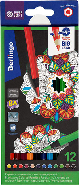 Изображение товара Набор цветных карандашей Berlingo SuperSoft. Blackwood / SS01812 (12цв)