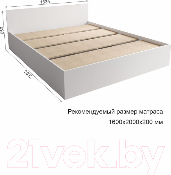 Изображение товара Двуспальная кровать ДСВ Мори КРМ 1600.1 (белый)