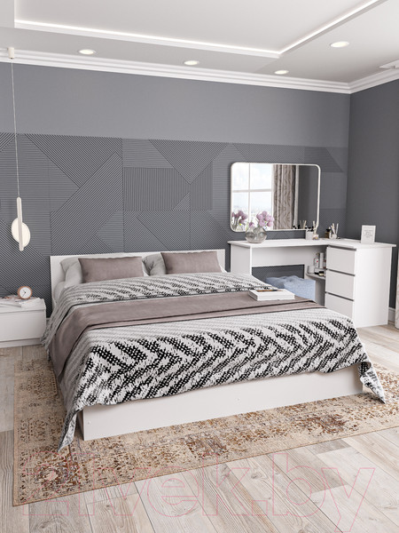 Изображение товара Двуспальная кровать ДСВ Мори КРМ 1600.1 (белый)