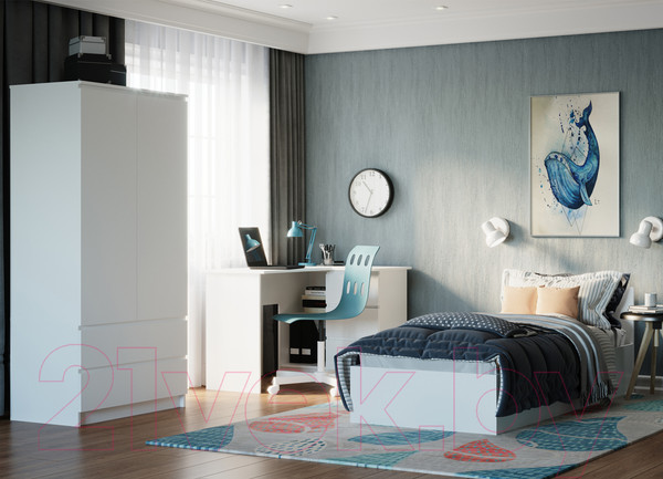 Изображение товара Односпальная кровать ДСВ Мори КРМ 900.1 (белый)