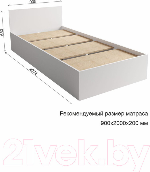 Изображение товара Односпальная кровать ДСВ Мори КРМ 900.1 (белый)