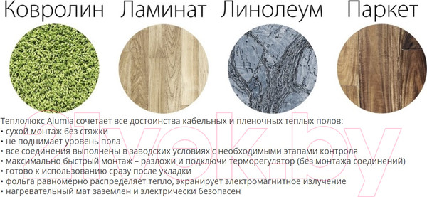 Изображение товара Теплый пол электрический Теплолюкс Alumia 1050 Вт/7кв.м