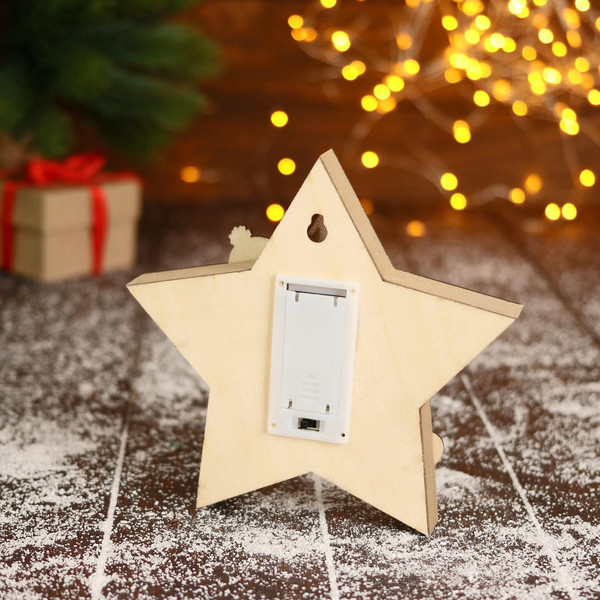 Изображение товара Световая фигурка Зимнее волшебство Снеговик в лесу с подарками, в звезде / 6961538