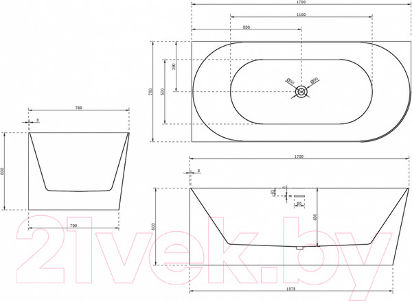 Изображение товара Ванна акриловая Abber AB9258-1.7 R