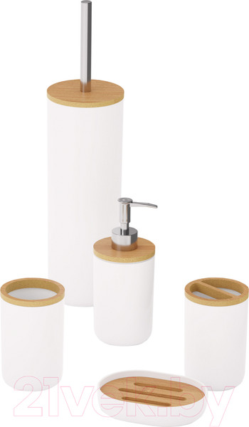 Изображение товара Набор аксессуаров для ванной и туалета Альтернатива Бамбук / М8167 (белый)