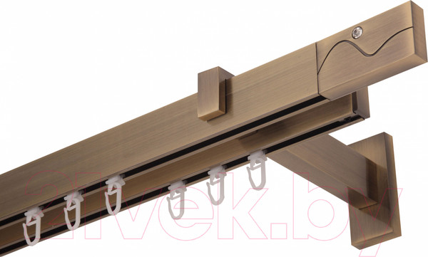 Изображение товара Карниз для штор Lm Decor Флэт Лайн Артис двойной (антик, 3.2м)