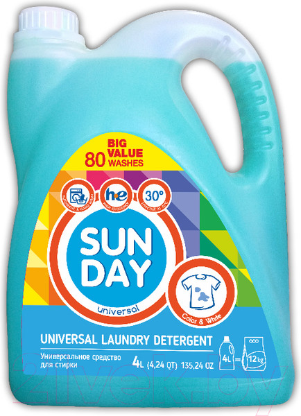 Изображение товара Гель для стирки Sunday Универсальный (4л)