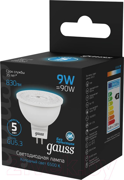 Изображение товара Лампа Gauss GU5.3 9W 6500K / 101505309