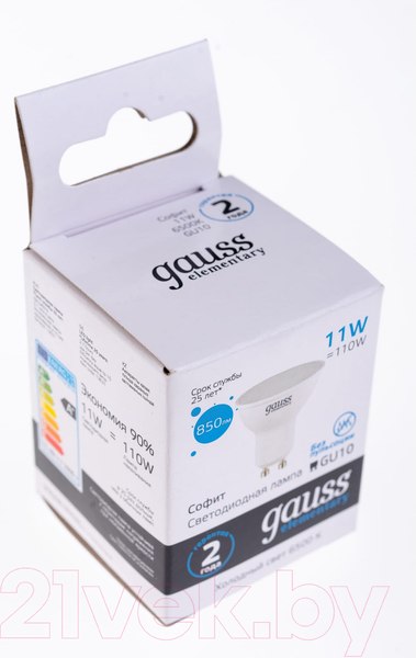Изображение товара Лампа Gauss Elementary MR16 11W 850lm 6500K GU10 / 13631