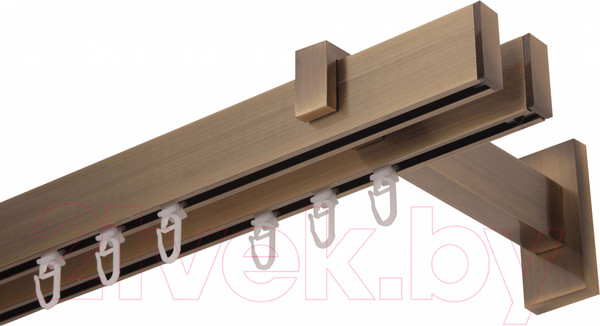 Изображение товара Карниз для штор Lm Decor Флэт Лайн Изи двойной (антик, 2.0м)