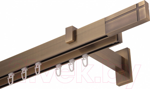 Изображение товара Карниз для штор Lm Decor Флэт Лайн Кросс двойной (антик, 4.0м)