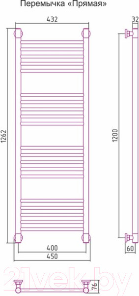 Изображение товара Полотенцесушитель водяной Сунержа Богема+ 120x40 / 00-0220-1240