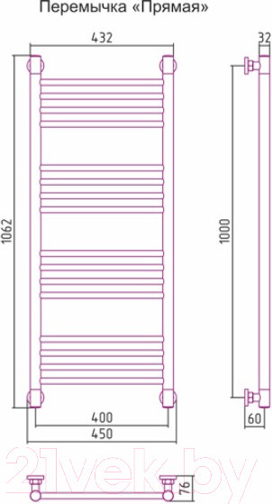 Изображение товара Полотенцесушитель водяной Сунержа Богема+ 100x40 / 00-0220-1040