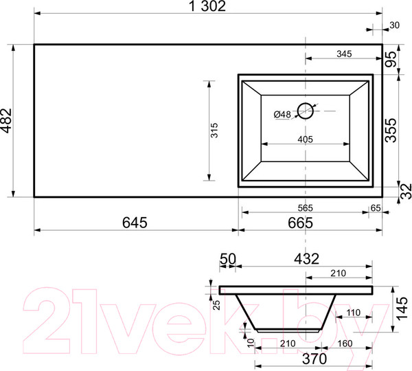 Изображение товара Тумба с умывальником Aquanet Токио 130 R / 239303