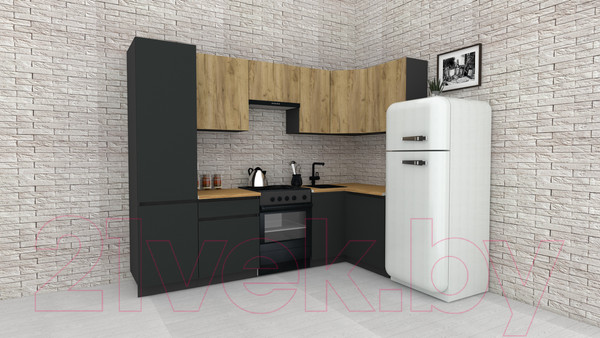 Изображение товара Кухонный гарнитур ВерсоМебель Эко-7 1.2x2.6 правая (дуб крафт золотой/антрацит/ст.золотистый дуб)