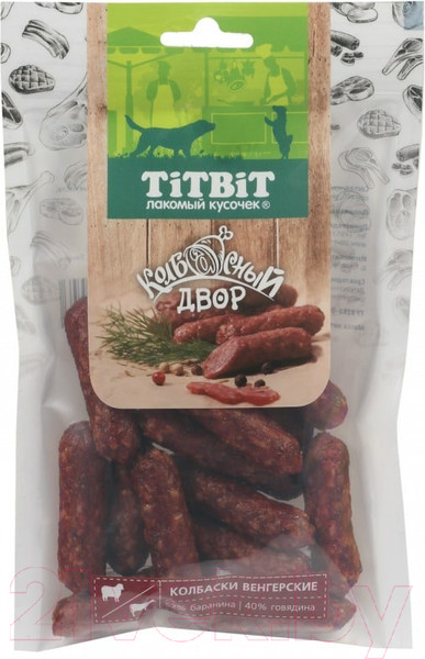 Изображение товара Лакомство для собак TiTBiT Колбаски Венгерские Колбасный двор / 22443 (80г)
