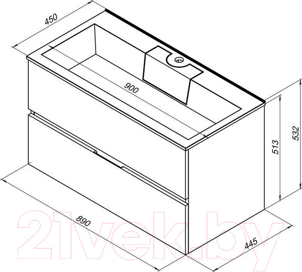 Изображение товара Тумба с умывальником Aquanet Алвита 90 / 242609