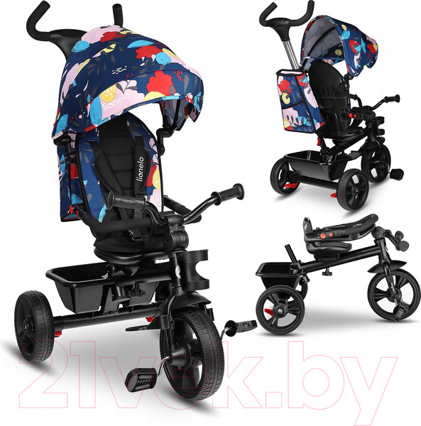 Изображение товара Трехколесный велосипед с ручкой Lionelo Haari Blue Navy