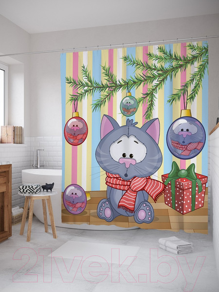 Изображение товара Шторка-занавеска для ванны JoyArty Отражение в украшениях / sc_19392