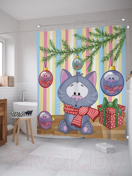 Изображение товара Шторка-занавеска для ванны JoyArty Отражение в украшениях / sc_19392