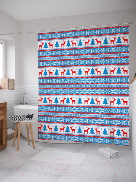 Изображение товара Шторка-занавеска для ванны JoyArty Зимние полосы / sc_20036