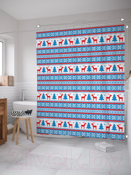 Изображение товара Шторка-занавеска для ванны JoyArty Зимние полосы / sc_20036