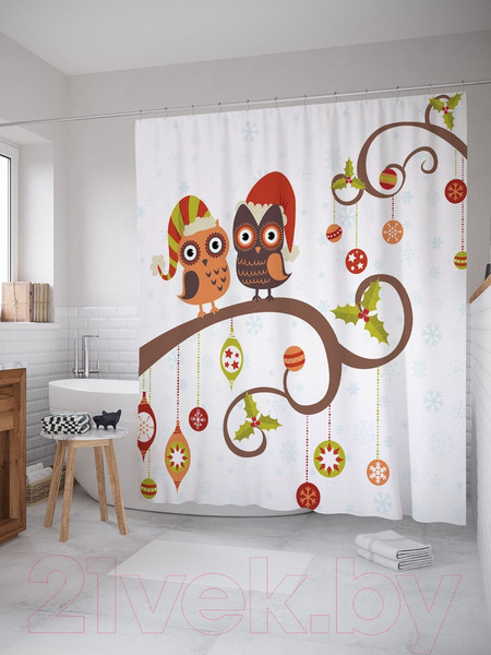 Изображение товара Шторка-занавеска для ванны JoyArty Совы удивились / sc_20041
