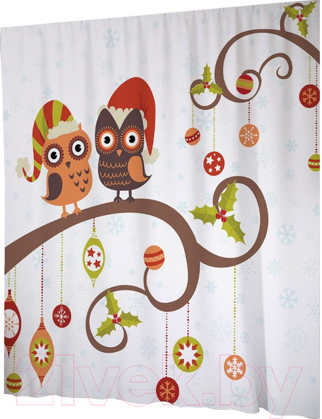 Изображение товара Шторка-занавеска для ванны JoyArty Совы удивились / sc_20041