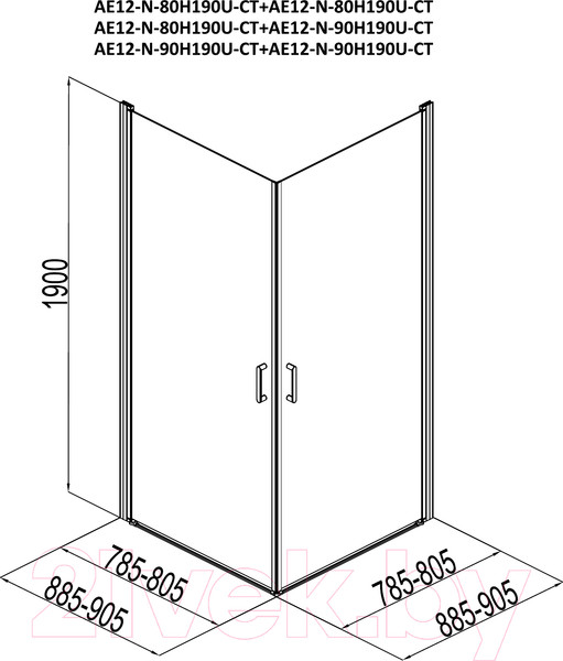 Изображение товара Душевой уголок Aquanet Cinetic 80x90 / 254232