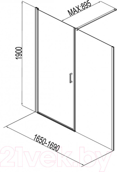 Изображение товара Душевая дверь Aquanet Cinetic 90x80 / 254241