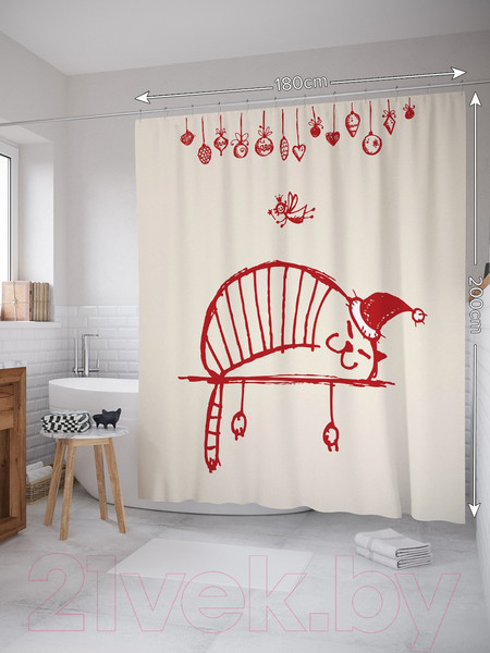 Изображение товара Шторка-занавеска для ванны JoyArty Сон в новогоднюю ночь / sc_20022