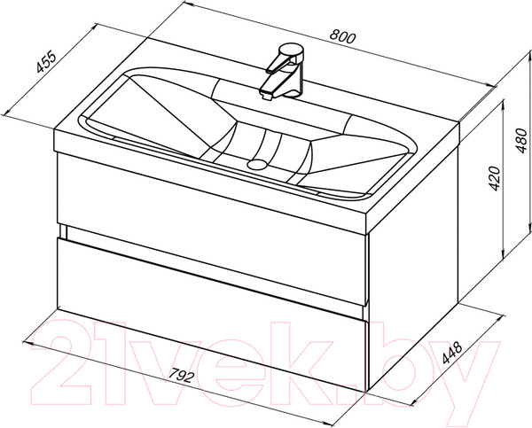 Изображение товара Тумба с умывальником Aquanet Беркли 80 / 259007