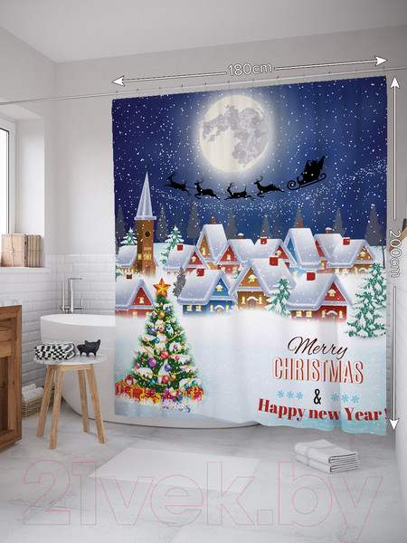 Изображение товара Шторка-занавеска для ванны JoyArty Снежный городок / sc_20307