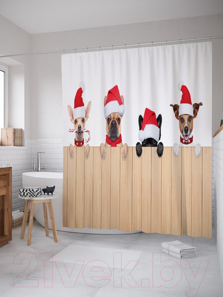 Изображение товара Шторка-занавеска для ванны JoyArty Веселые собачки / sc_20309