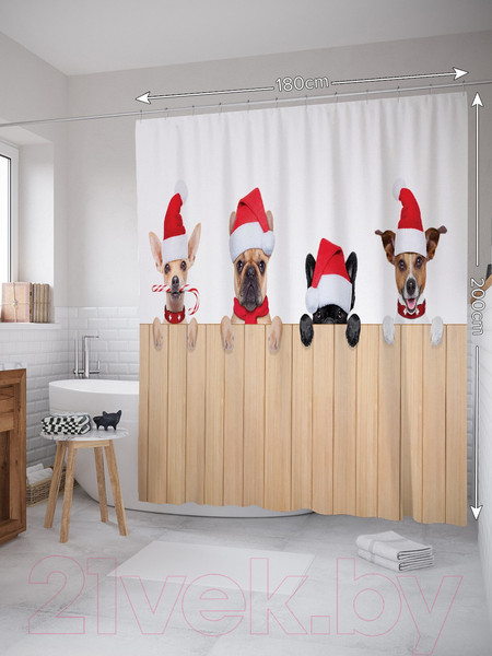Изображение товара Шторка-занавеска для ванны JoyArty Веселые собачки / sc_20309