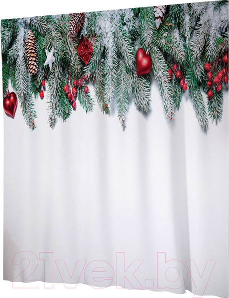 Изображение товара Шторка-занавеска для ванны JoyArty Еловая ветка с игрушками / sc_20311