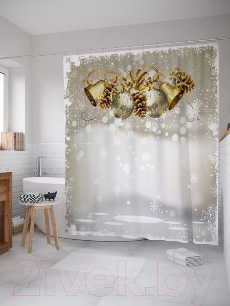 Изображение товара Шторка-занавеска для ванны JoyArty Рождественские колокольчики / sc_21440