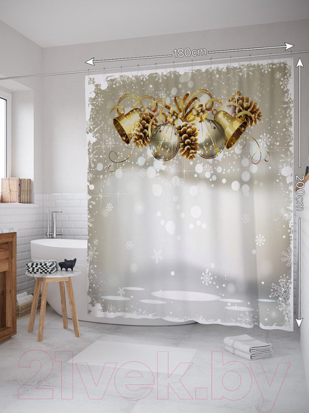 Изображение товара Шторка-занавеска для ванны JoyArty Рождественские колокольчики / sc_21440