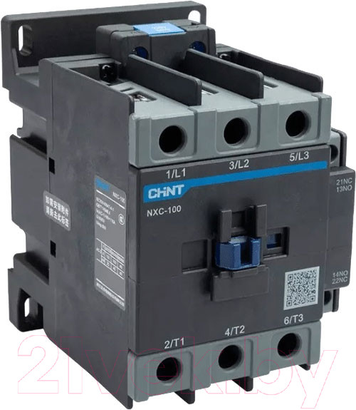 Изображение товара Контактор Chint NXC-100 100A 220В/АС3 1НО+1НЗ 50Гц / 836824