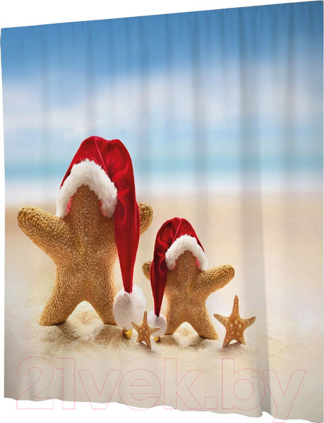 Изображение товара Шторка-занавеска для ванны JoyArty Новогодние морские звезды / sc_21483