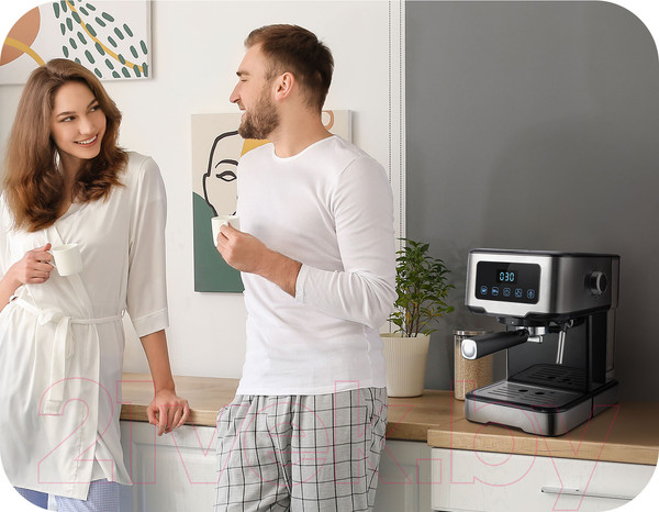 Изображение товара Кофеварка эспрессо BQ CM9000 (сталь/черный)