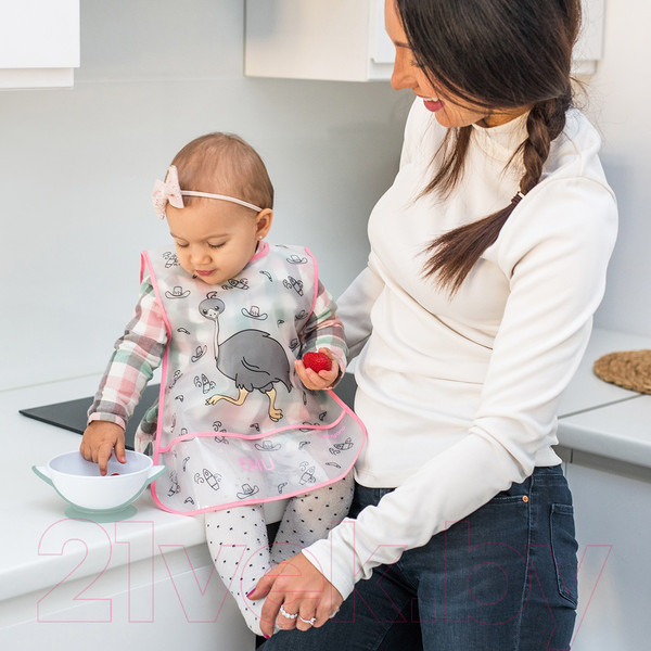 Изображение товара Набор посуды для кормления BabyOno Миска с присоской и ложкой 6м+ / 1063 (серый/зеленый)