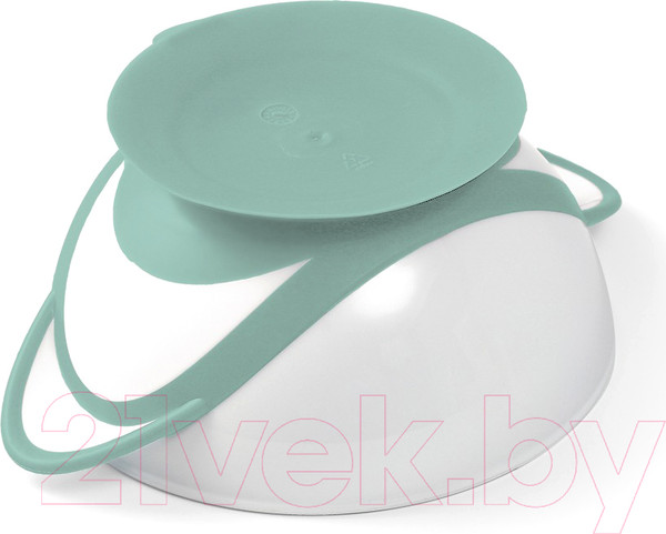 Изображение товара Набор посуды для кормления BabyOno Миска с присоской и ложкой 6м+ / 1063 (серый/зеленый)