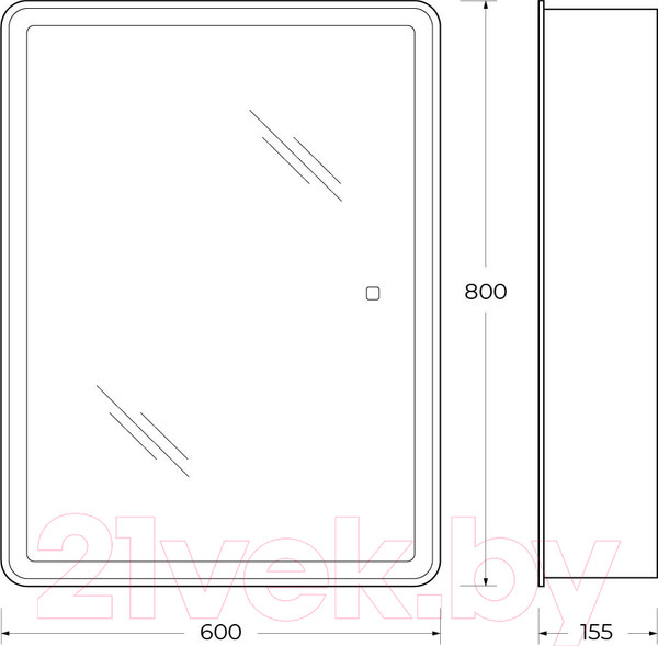 Изображение товара Шкаф с зеркалом для ванной BelBagno SPC-MAR-600/800-1A-LED-TCH