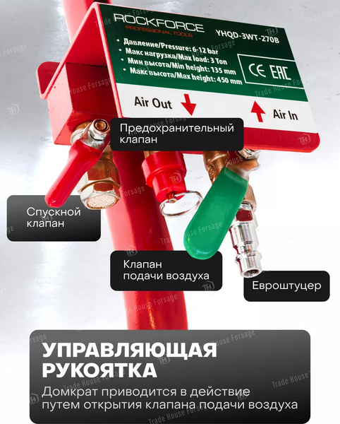 Изображение товара Подкатной домкрат RockForce RF-YHQD-3WT-270B (47102)