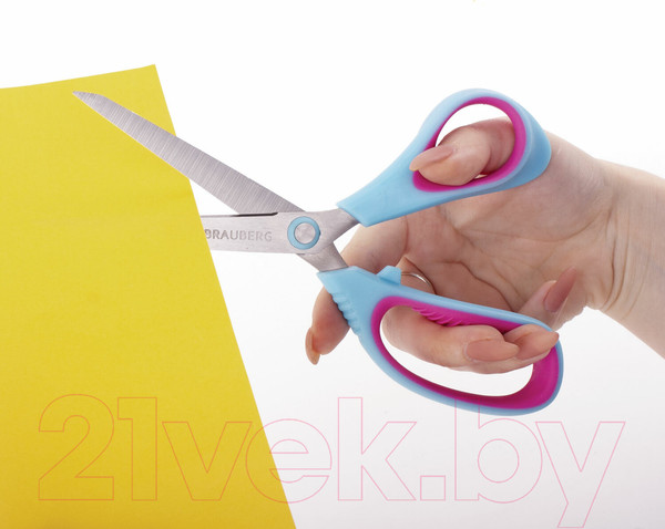 Изображение товара Ножницы канцелярские Brauberg Extra / 236452 (бирюзовый/фиолетовый)