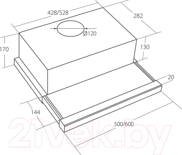 Изображение товара Вытяжка телескопическая Akpo Light Eco Glass Twin 60 WK-7 Т-300 (черный)